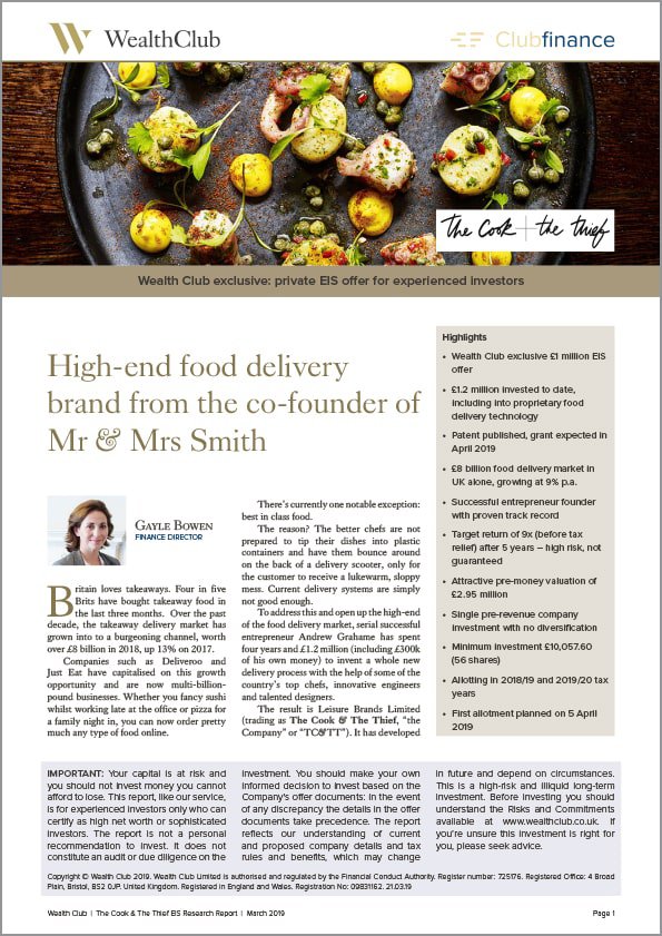 The Cook & The Thief EIS Highend food delivery brand from the co