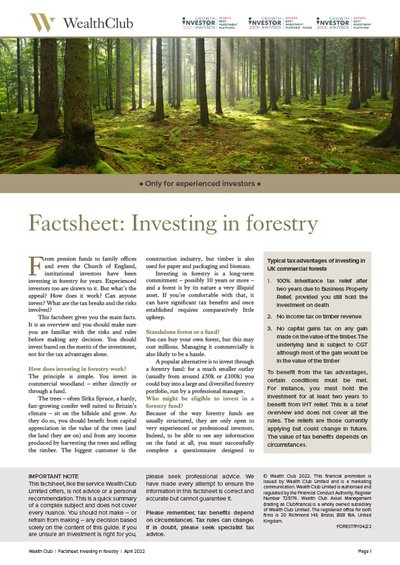 Forestry Factsheet cover