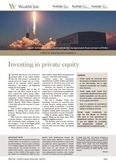 Private Equity factsheet cover